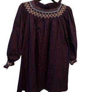 Purple Swing Dress With Embroidery